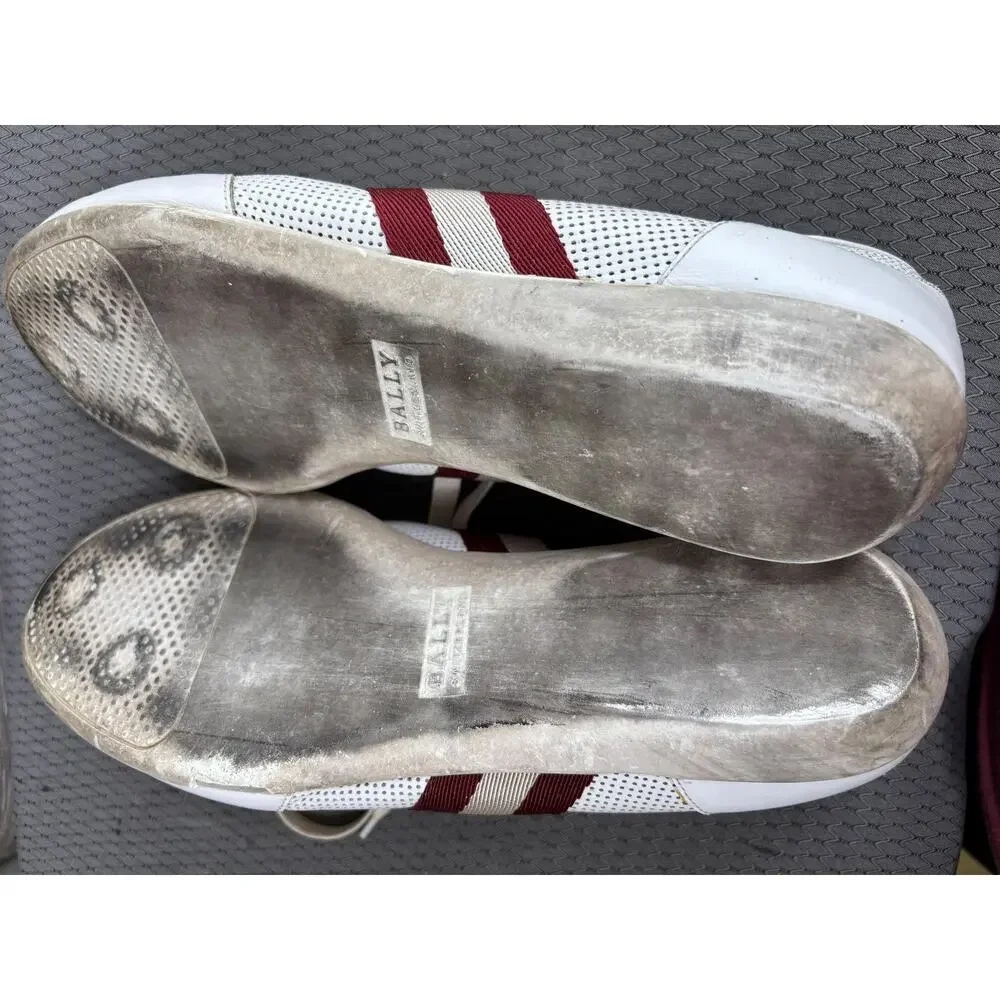 Bally Shoes Mens Size 12 White Leather Harlam Stripe Casual Sneakers Italy